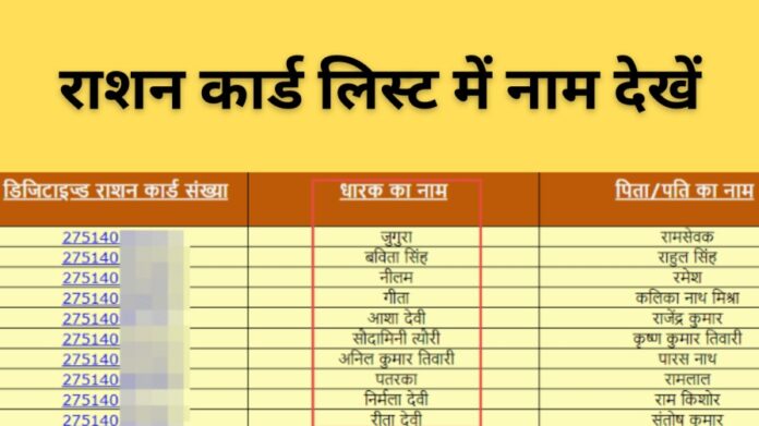 राशन कार्ड लिस्ट में नाम कैसे देखें